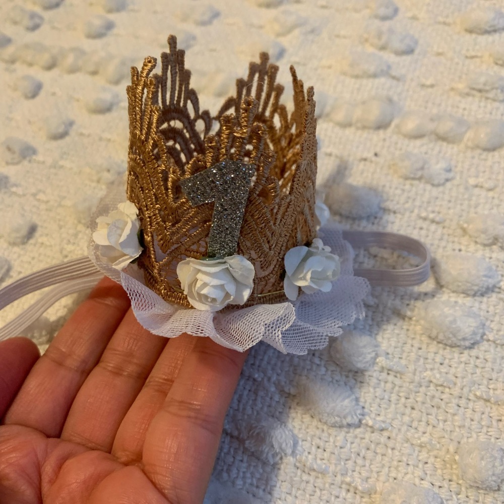 Baby girl birthday crown headband